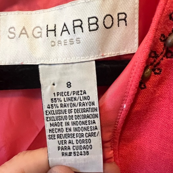 Sag Harbor Pink Sheath Linen Blend Midi Dress with Scoop Neck - Picture 8 of 8